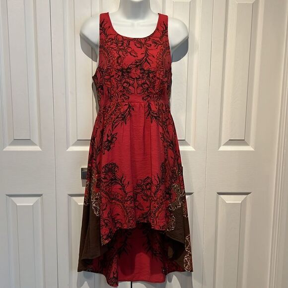 Free People Red,Brown, Black Russian Lace‎ Sleeveless High Low Dress Size XS - Picture 3 of 16